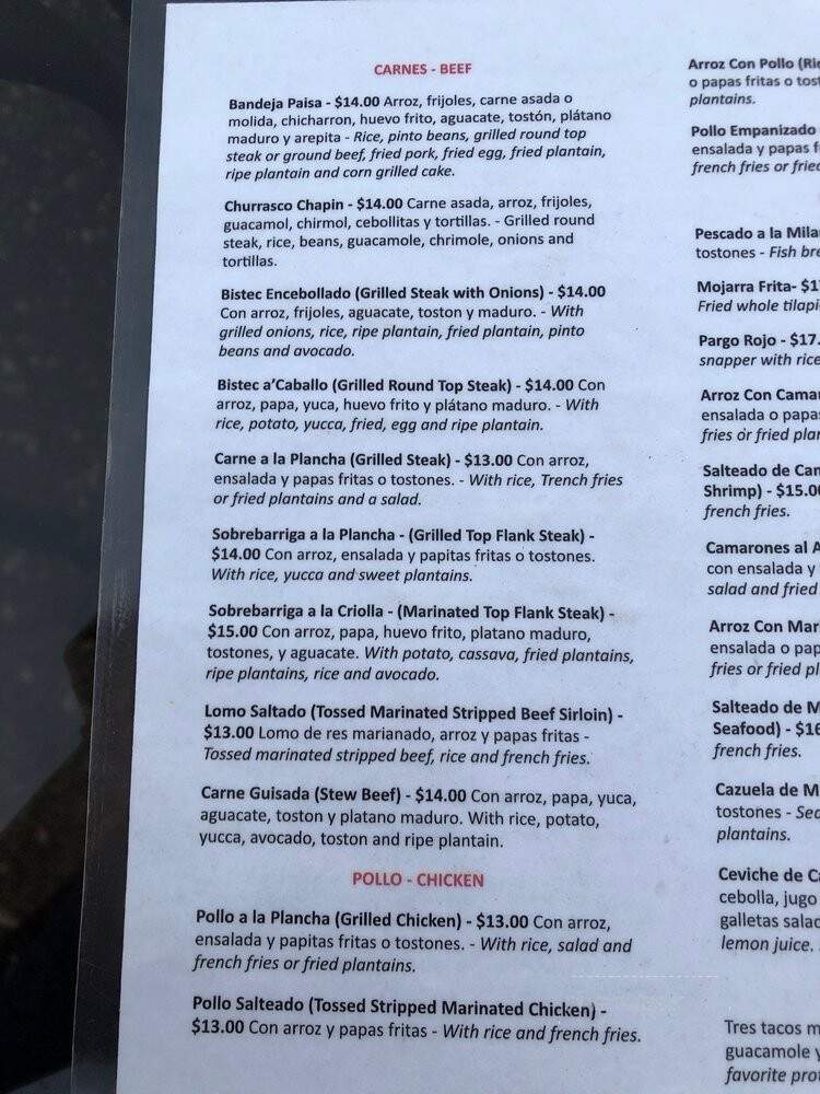 La Antigua Restaurant and Bakery - Norwalk, CT menu_pic