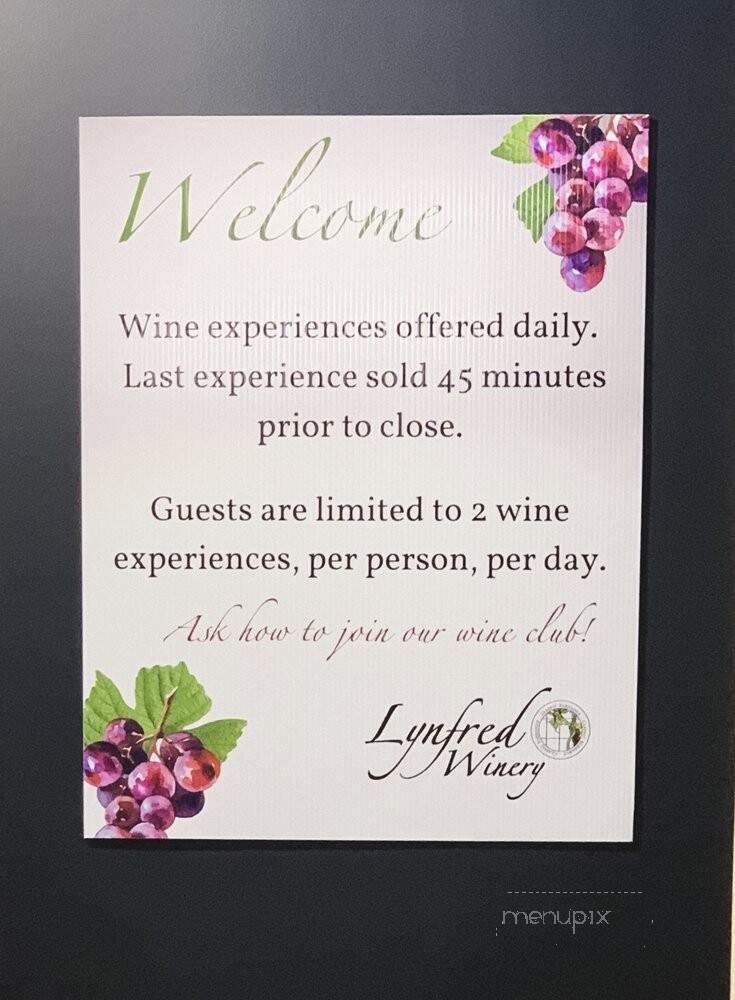 Lynfred Winery - Highland Park, IL menu_pic