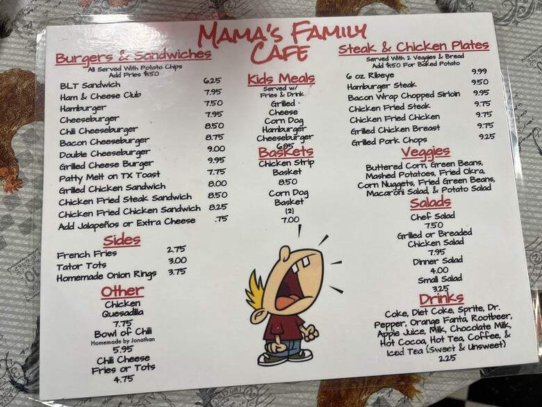Mama's Family Cafe - Quinlan, TX menu_pic