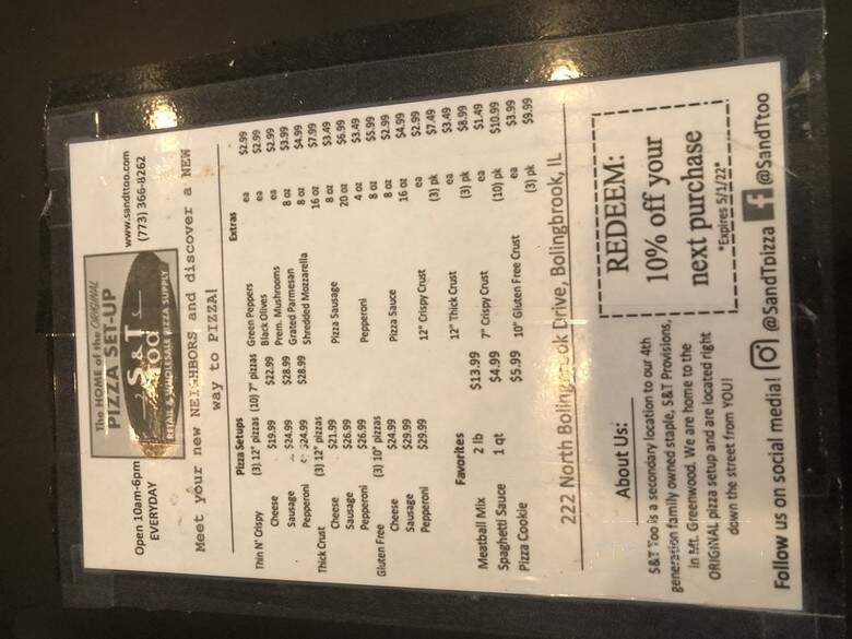 S & T Too - Bolingbrook, IL menu_pic