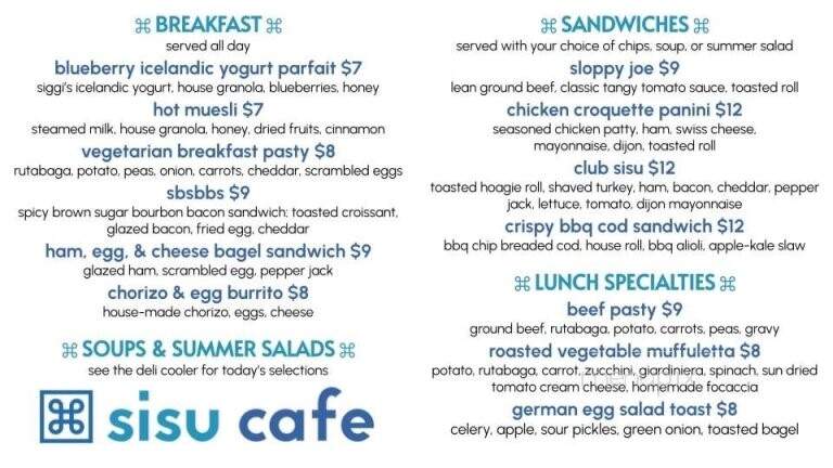 Sisu Cafe - Milwaukee, WI menu_pic