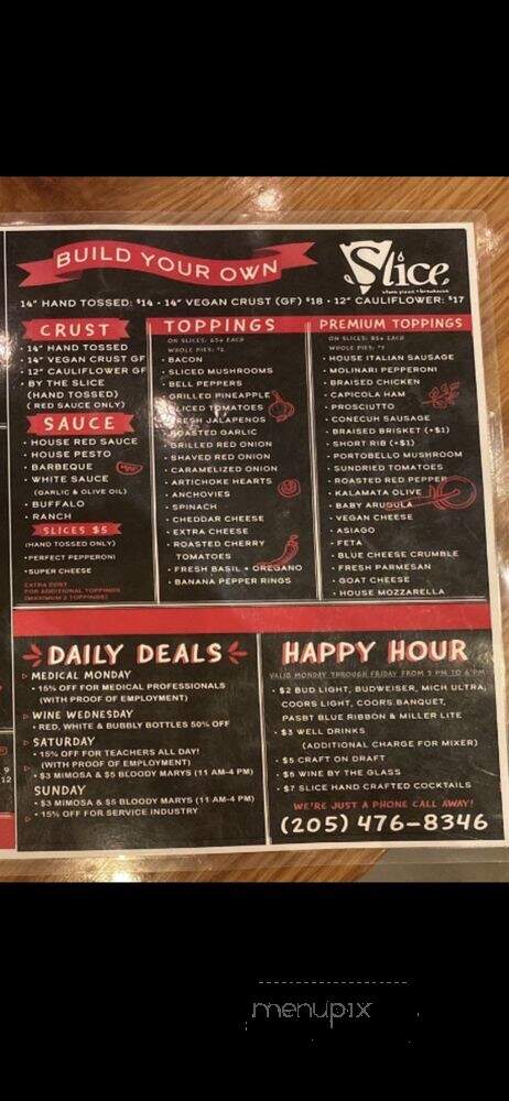 Slice Pizza&Brew - Montevallo, AL menu_pic
