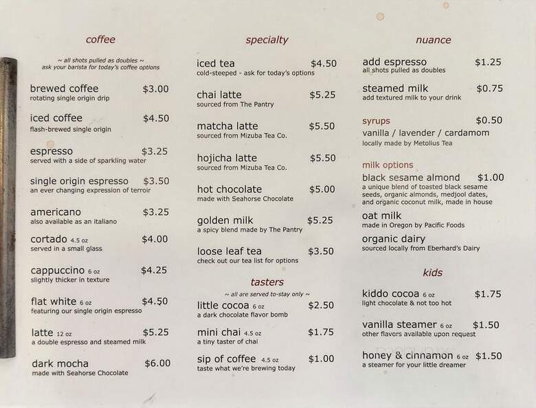 Still Vibrato - Bend, OR menu_pic