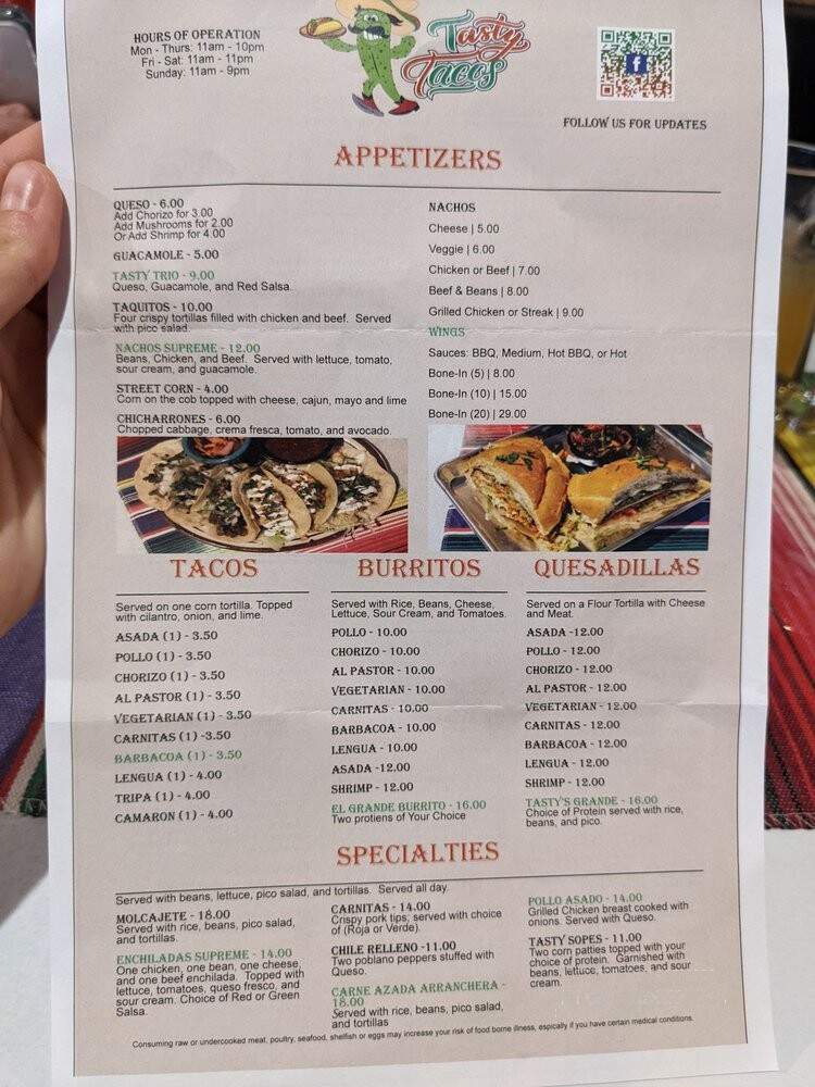 Tasty Tacos - Columbus, OH menu_pic
