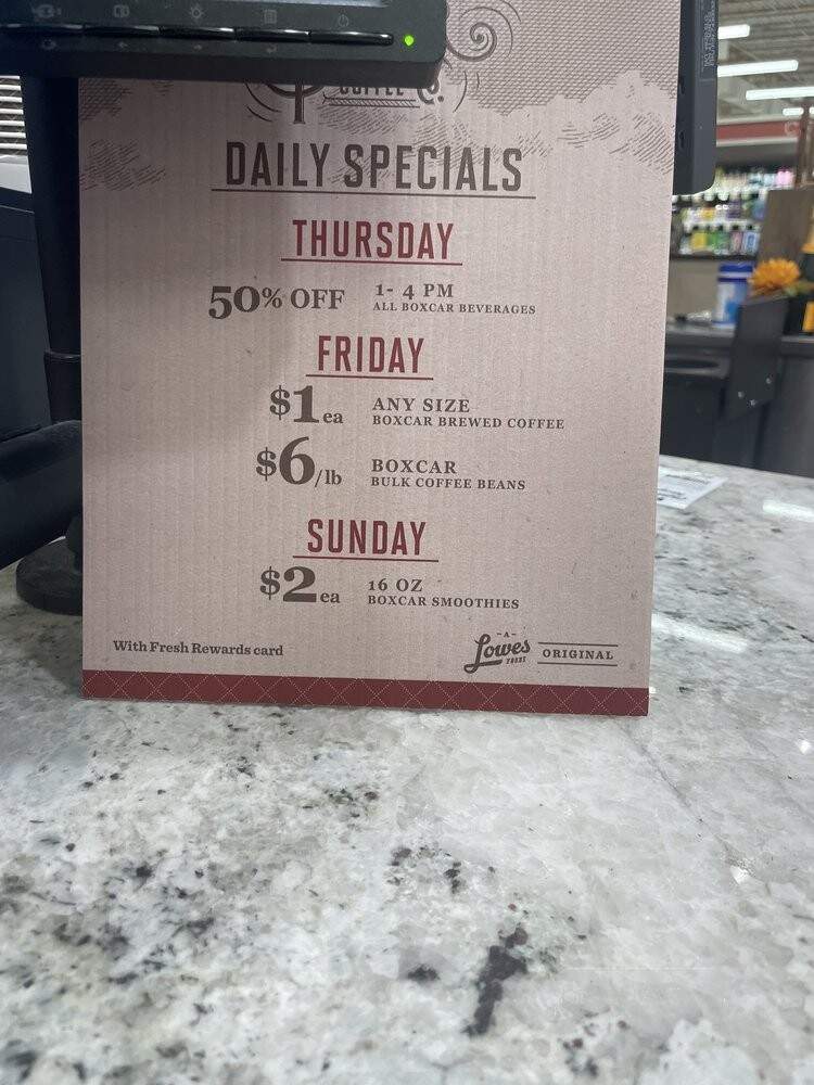 The Boxcar Coffee - Greensboro, NC menu_pic