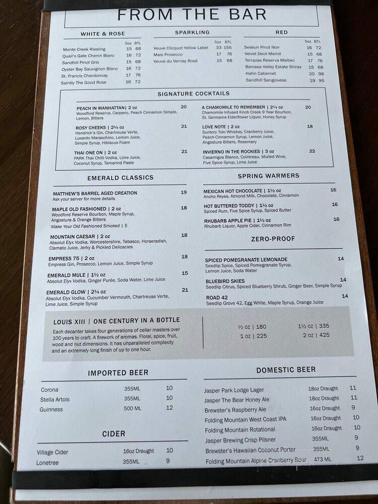 The Great Hall Gastropub - Jasper, AB menu_pic