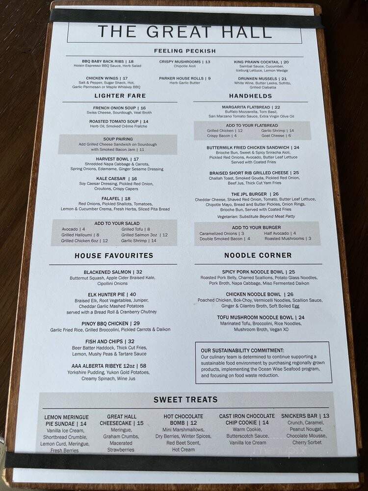 The Great Hall Gastropub - Jasper, AB menu_pic