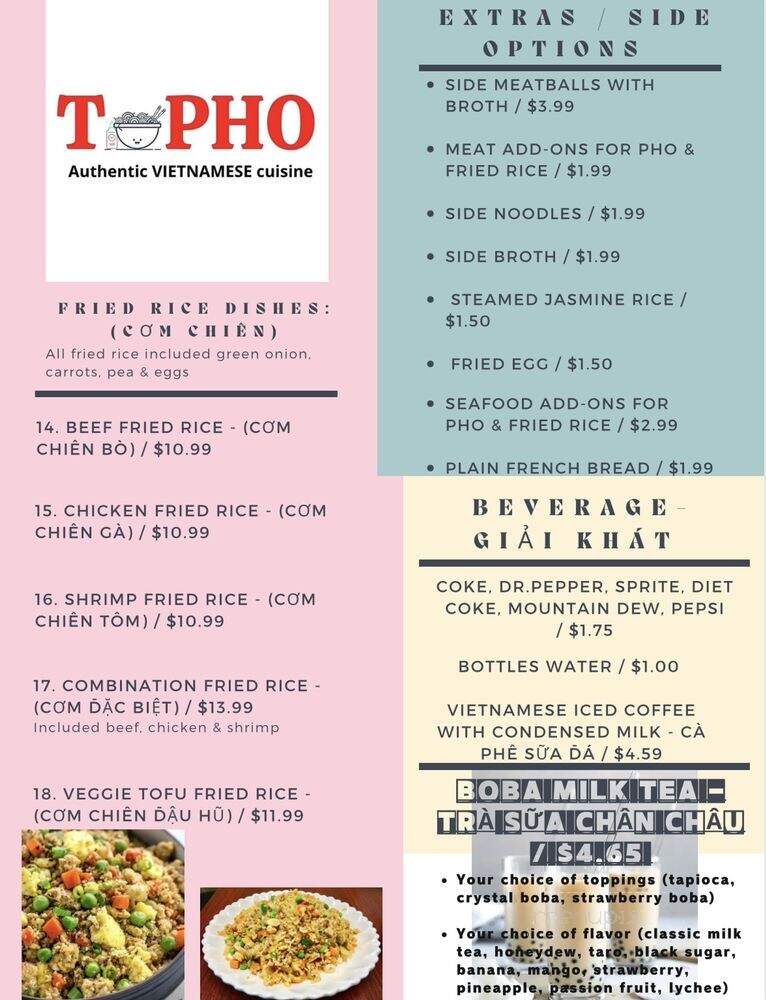 T-Pho Vietnamese Cuisine - Clarksville, TN menu_pic