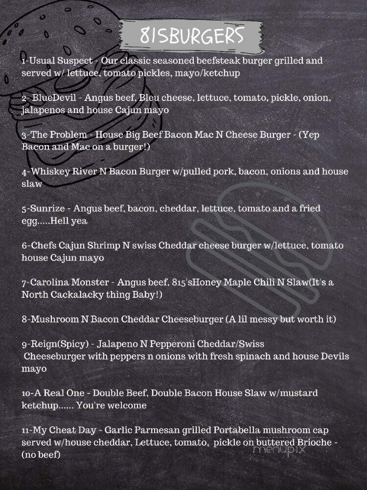 815 Gourmet Grill - Smithfield, NC menu_pic
