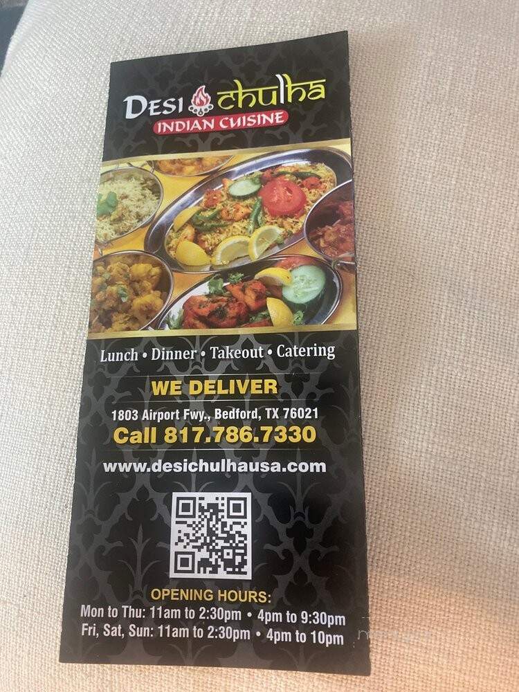 Desi Chulha Indian Cuisine - Bedford, TX menu_pic