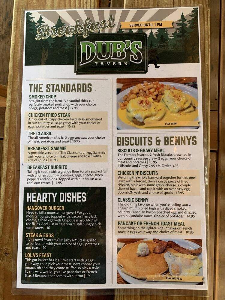 Dub's Tavern - West Linn, OR menu_pic