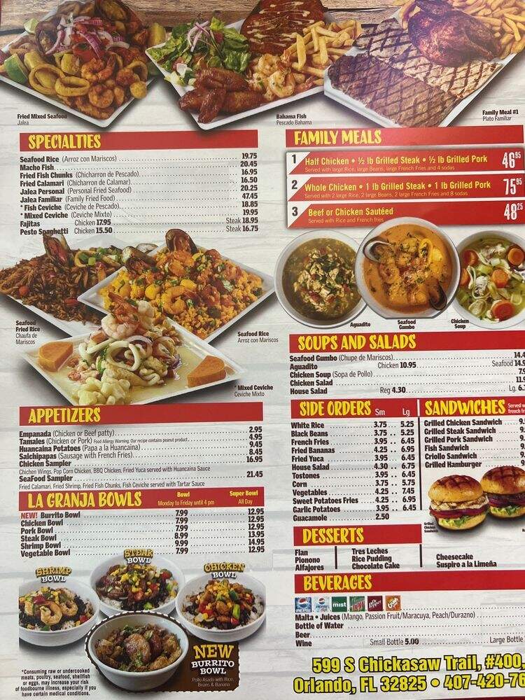 La Granja - Orlando, FL menu_pic