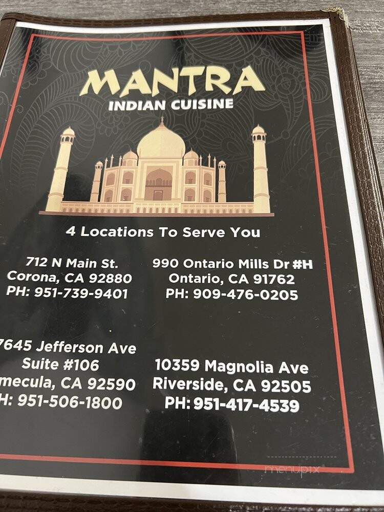 Mantra Indian Cuisine - Riverside, CA