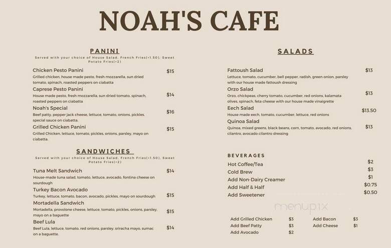 Noah's Cafe & Catering - Glendale, CA menu_pic
