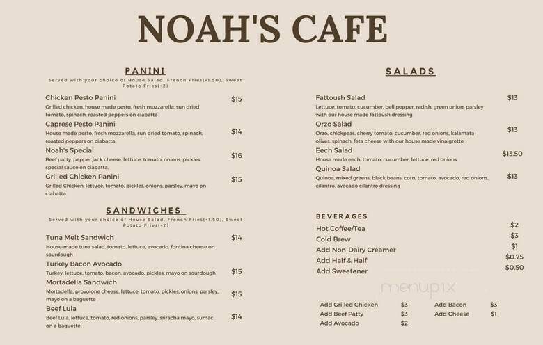 Noah's Cafe & Catering - Glendale, CA menu_pic