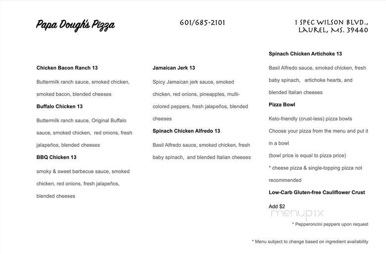 Papa Dough's Pizza - Laurel, MS menu_pic