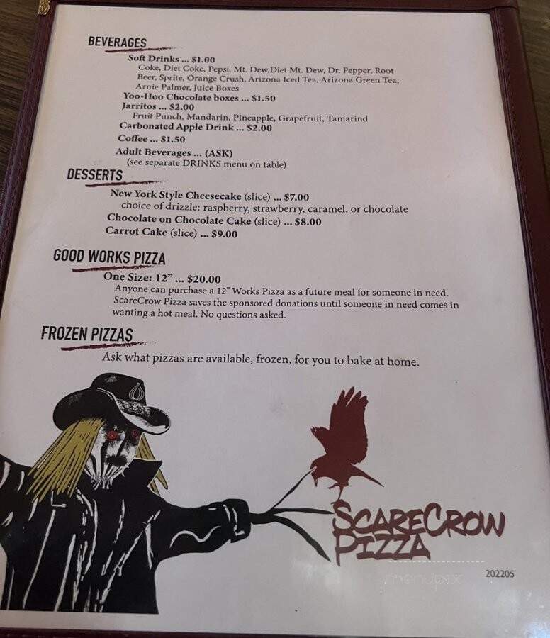 Scarecrow Pizza - Washburn, WI menu_pic
