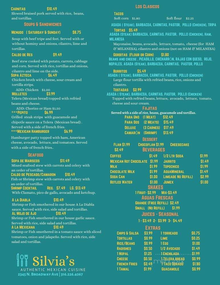 Silvia's Authentic Mexican Cuisine - Wichita, KS menu_pic