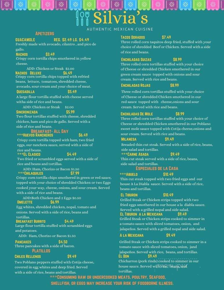 Silvia's Authentic Mexican Cuisine - Wichita, KS menu_pic