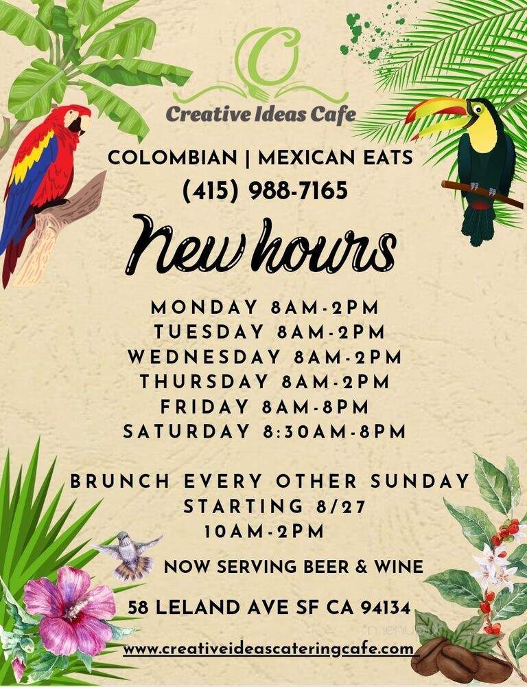 Creative Ideas Cafe - San Francisco, CA menu_pic