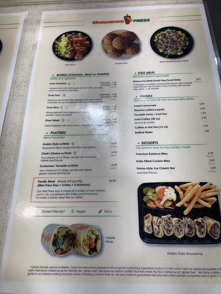 Shawarma Press - Frisco, TX menu_pic