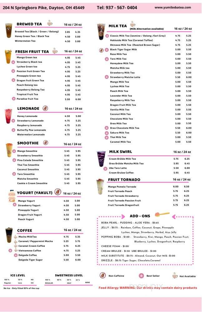 Yumi Boba Tea 2 - Dayton, OH menu_pic