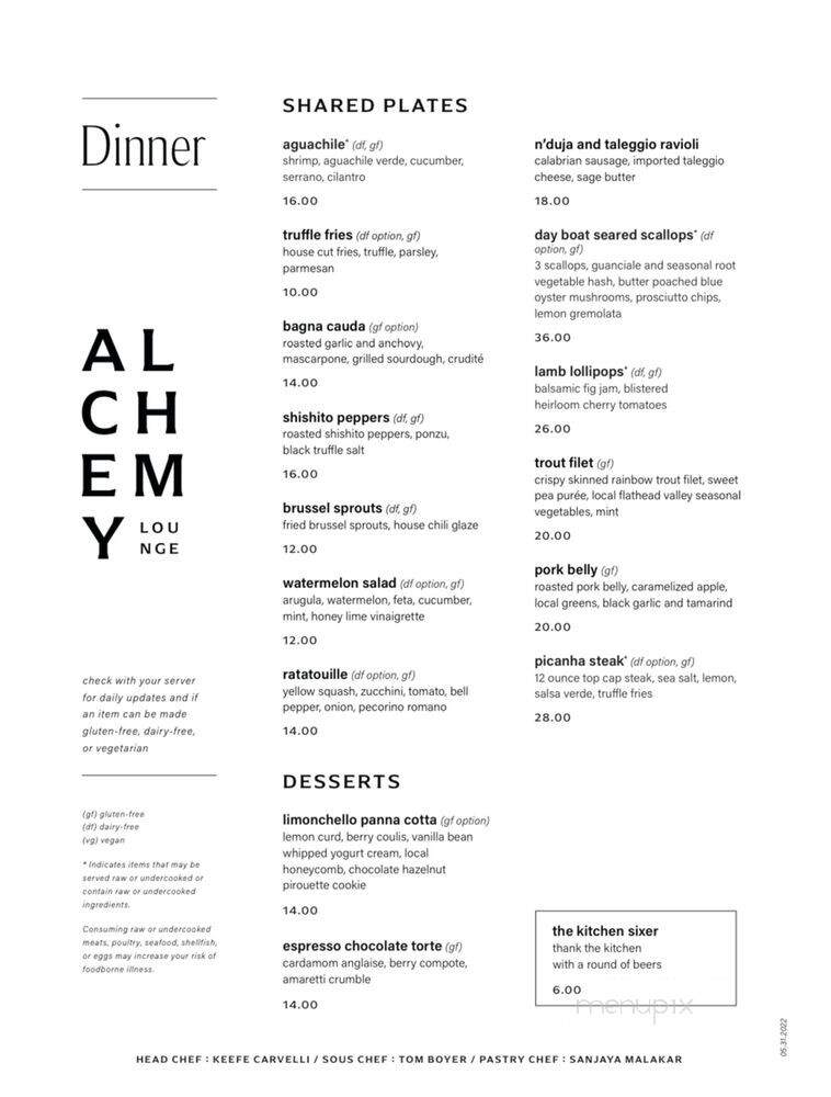 Alchemy Lounge - Kalispell, MT menu_pic