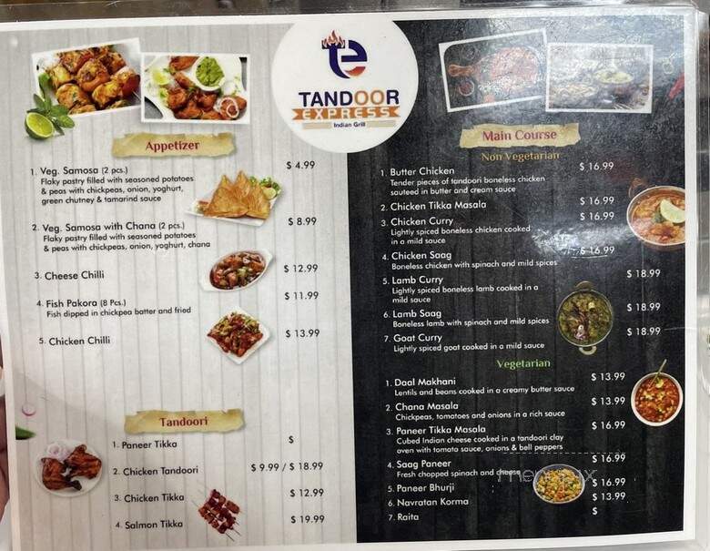 Tandoor Express - Duncan, SC menu_pic