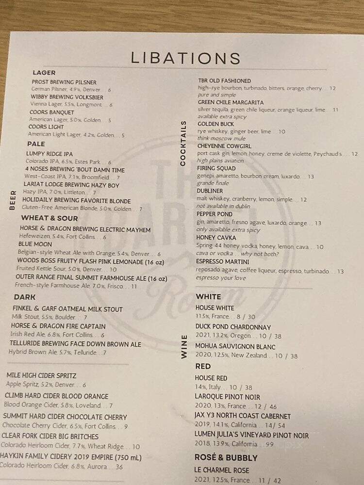 The Barrel Room - Lakewood, CO menu_pic