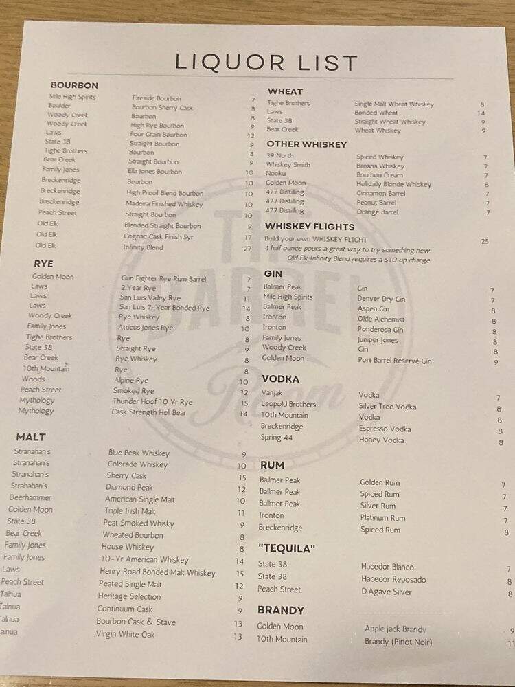 The Barrel Room - Lakewood, CO menu_pic