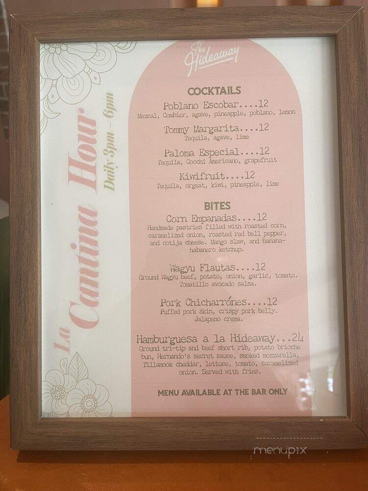 The Hideaway - Beverly Hills, CA menu_pic