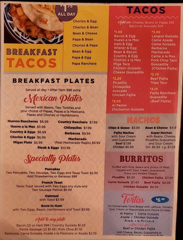 Tia's Taco Hut - San Antonio, TX menu_pic