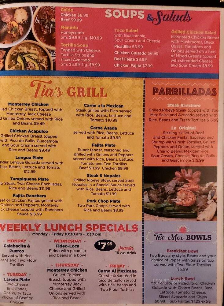 Tia's Taco Hut - San Antonio, TX menu_pic