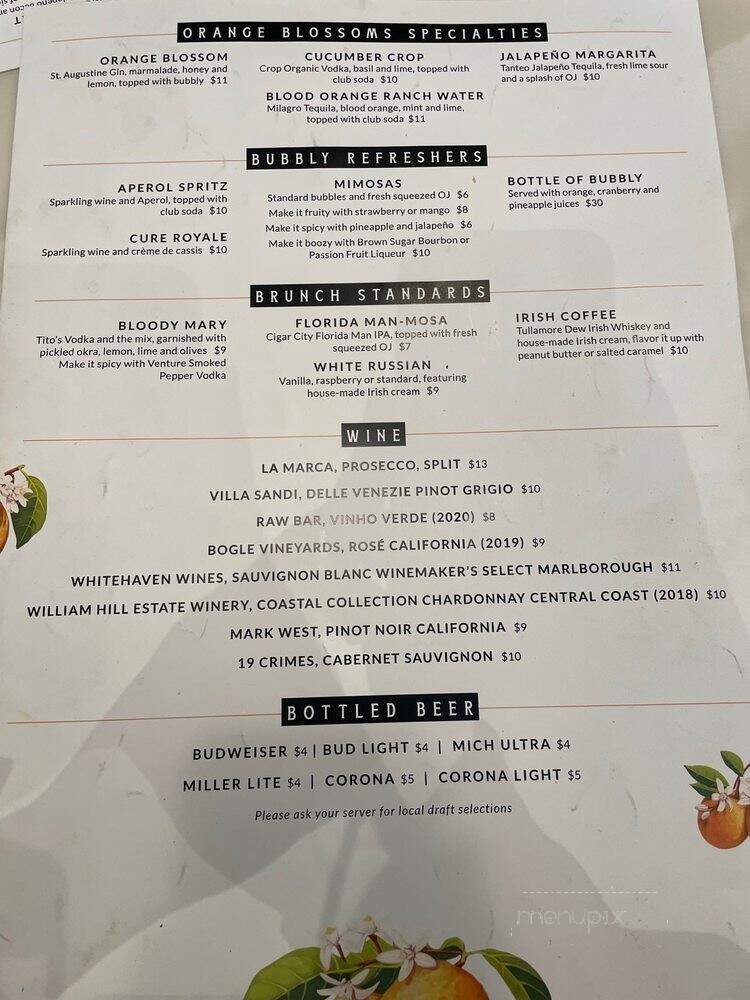Orange Blossoms - Jacksonville, FL menu_pic