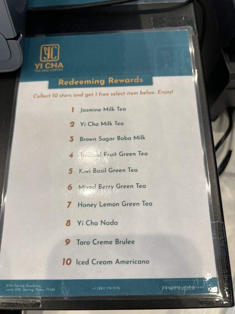 Yi Cha - Spring, TX menu_pic