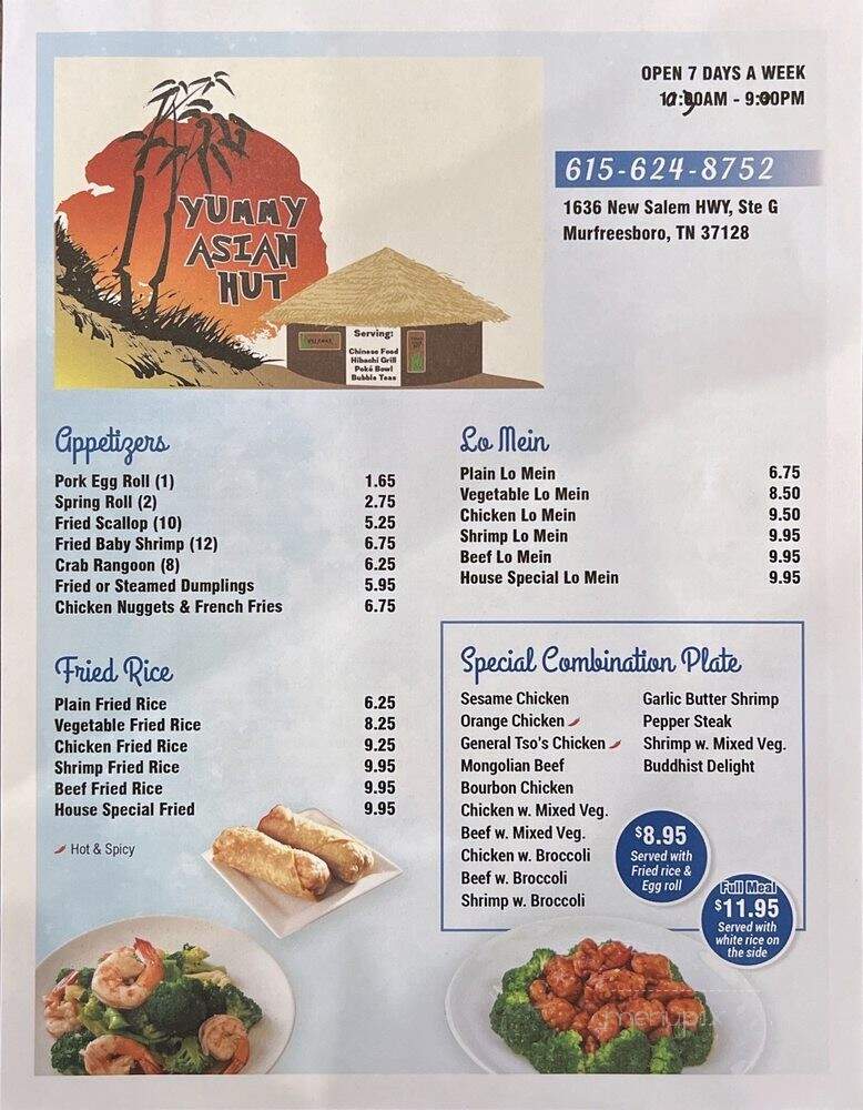 Yummy Asian Hut - Murfreesboro, TN menu_pic