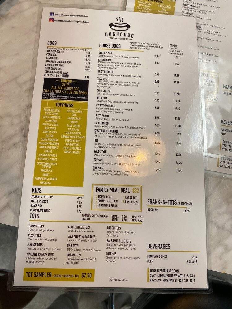 Doghouse - Orlando, FL menu_pic
