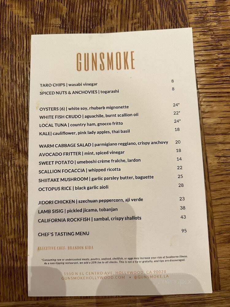 Gunsmoke - Los Angeles, CA menu_pic