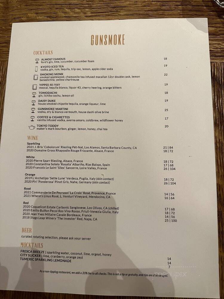 Gunsmoke - Los Angeles, CA menu_pic