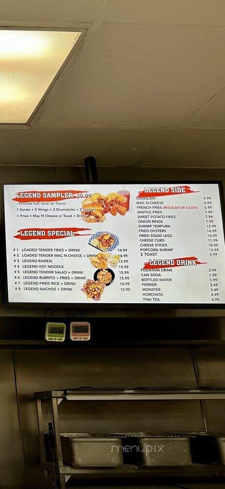Legend Hot Chicken - Glendora, CA menu_pic