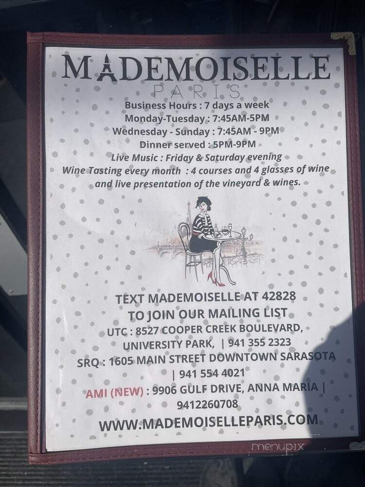 Mademoiselle Paris - Anna Maria, FL menu_pic