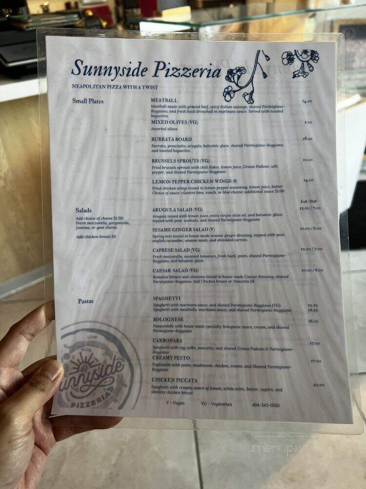 Sunnyside Pizzeria - Atlanta, GA menu_pic