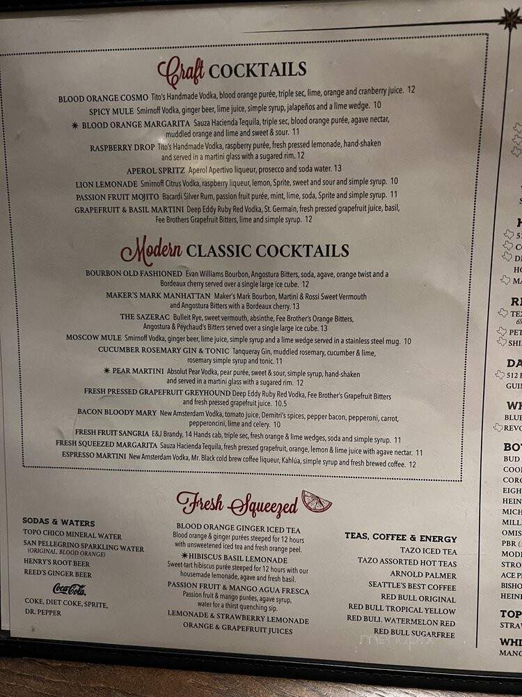 Thirsty Lion Gastropub - Dallas, TX menu_pic