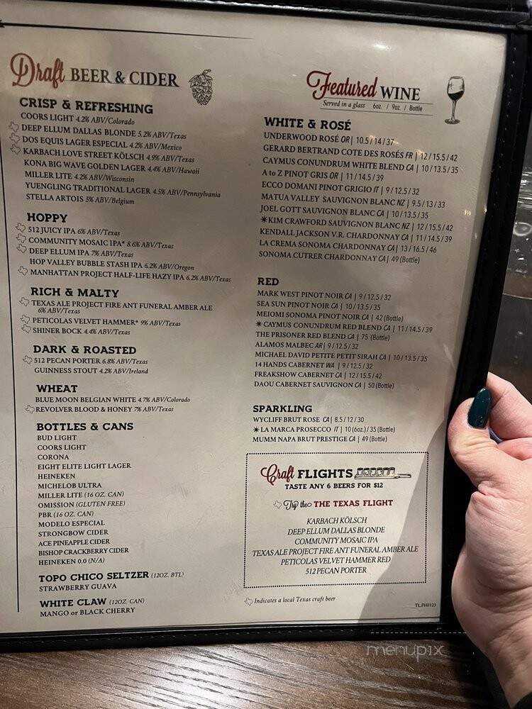 Thirsty Lion Gastropub - Dallas, TX menu_pic