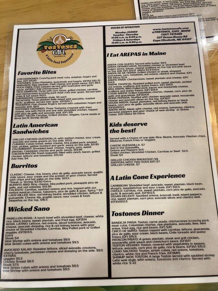 Tostones Cafe - Cape Elizabeth, ME menu_pic