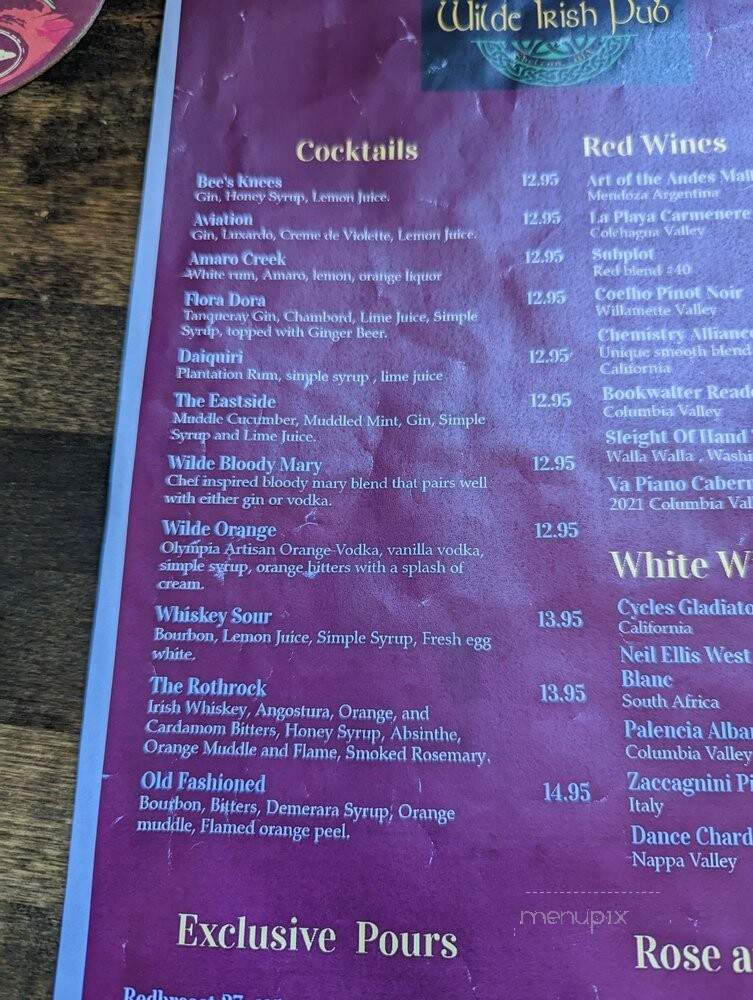 Wilde Irish Pub - Shelton, WA menu_pic