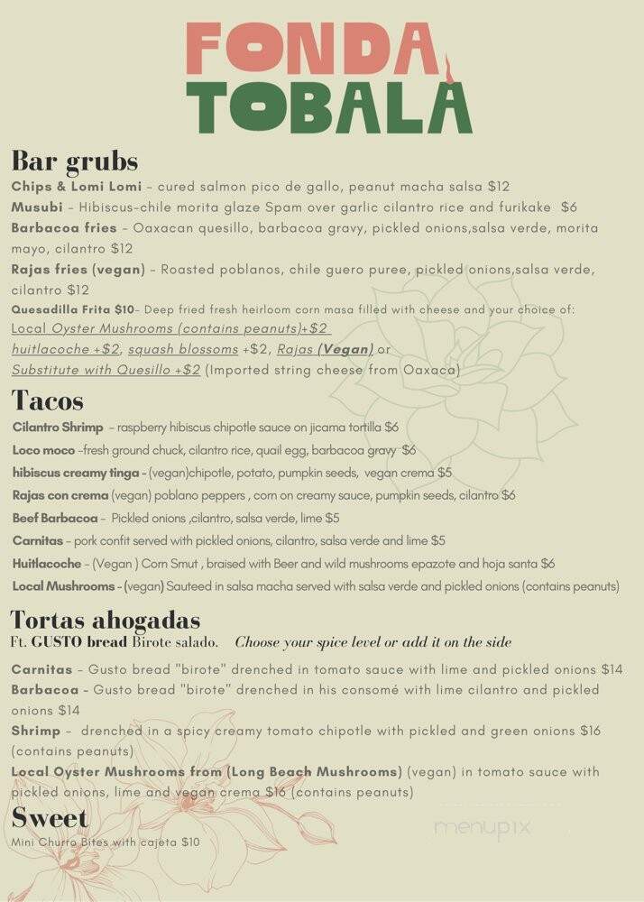 Fonda Tobala Restaurant & Catering - Long Beach, CA menu_pic