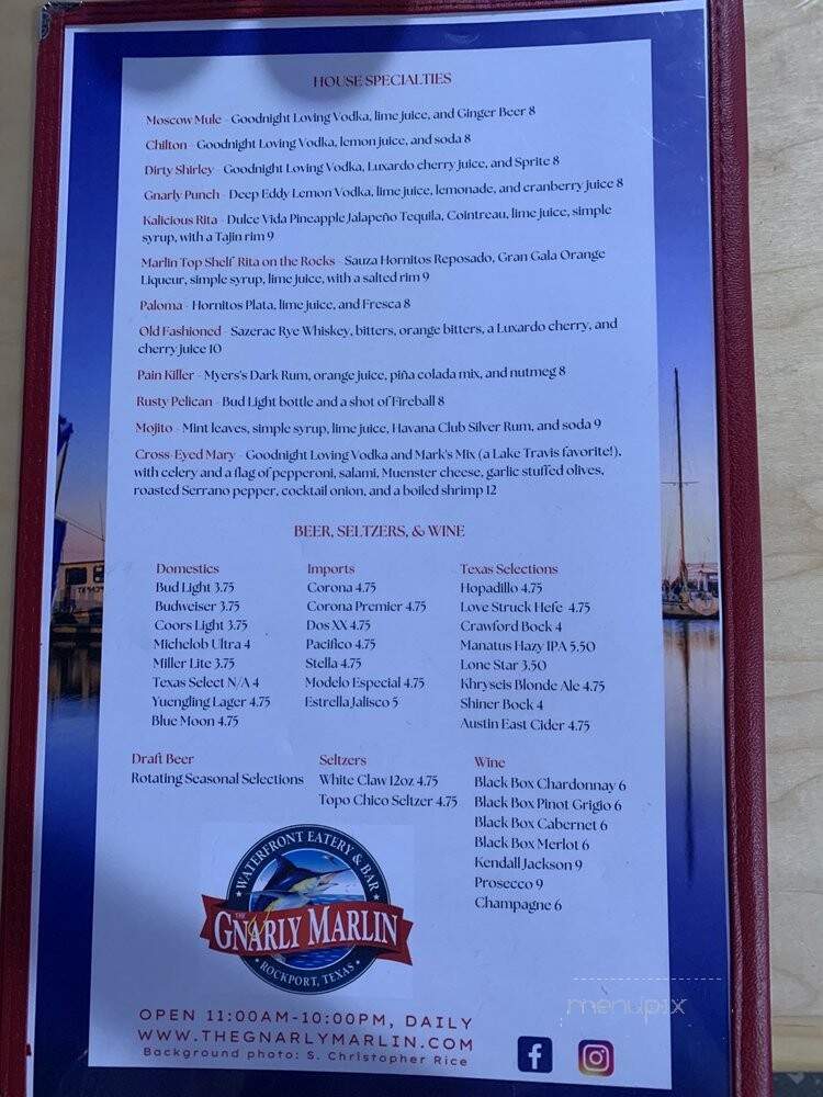 Gnarly Marlin - Rockport, TX menu_pic