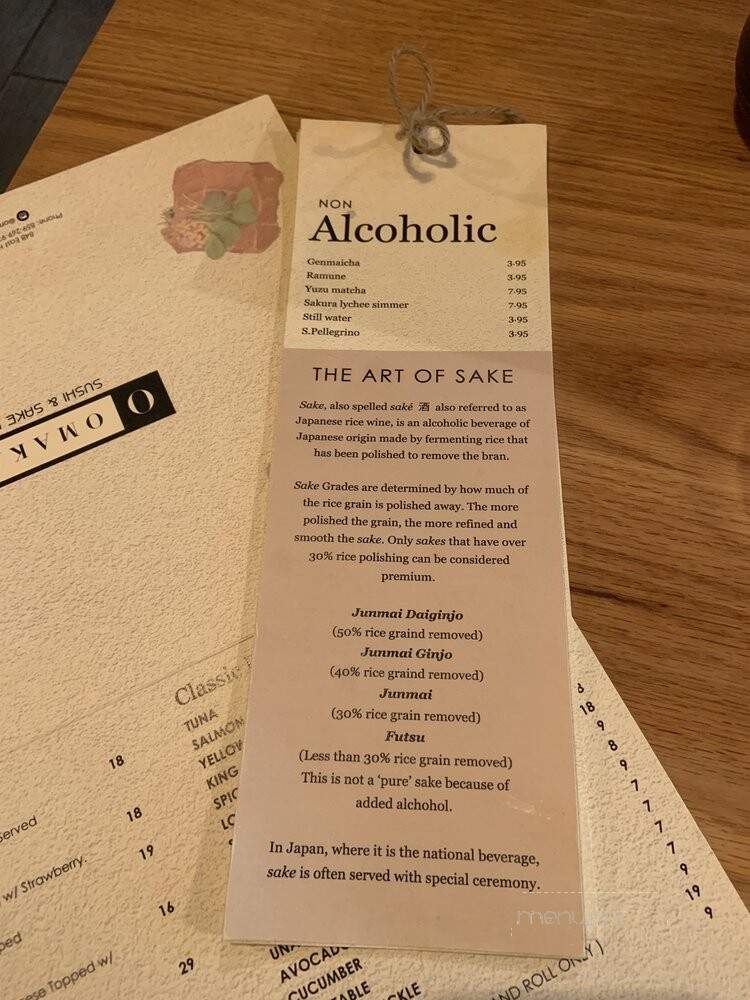 Omakase Sushi & Sake Bar - Lexington, KY menu_pic