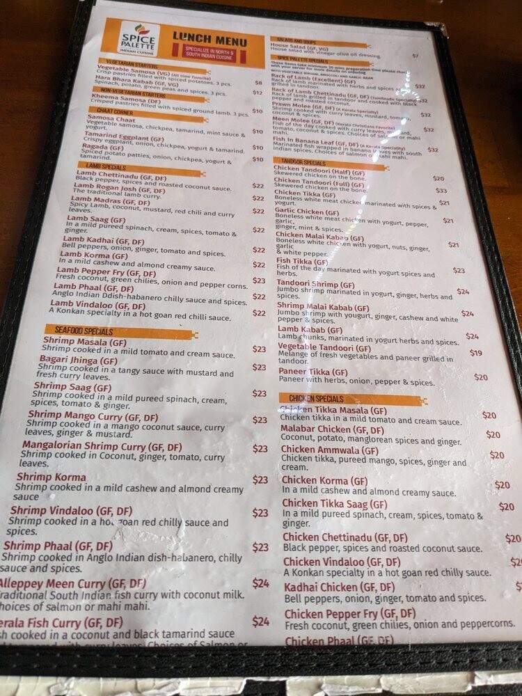 Spice Palette - Mount Pleasant, SC menu_pic